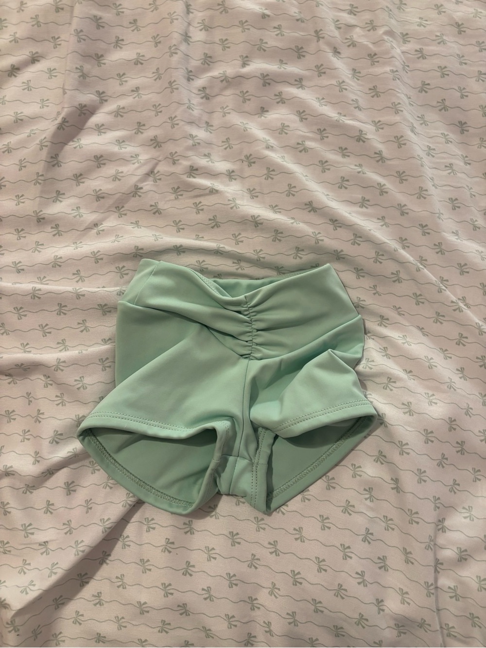 Kids Mint Green Ruched Front Active Shorts Tiger Friday